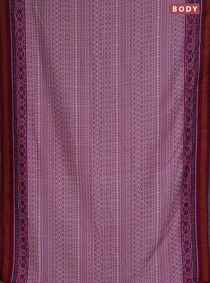 Semi patola saree pastel lavender and wine shade with allover ikat prints and simple border