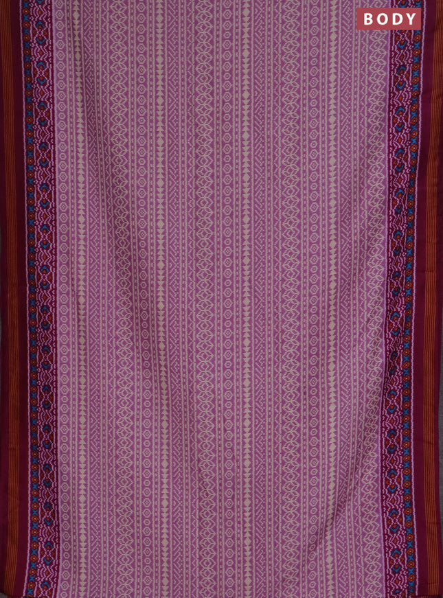 Semi patola saree pastel lavender and wine shade with allover ikat prints and simple border