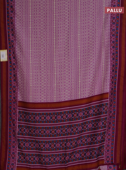 Semi patola saree pastel lavender and wine shade with allover ikat prints and simple border