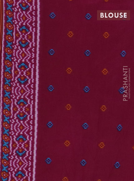 Semi patola saree pastel lavender and wine shade with allover ikat prints and simple border