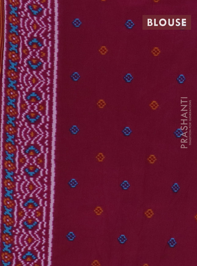 Semi patola saree pastel lavender and wine shade with allover ikat prints and simple border