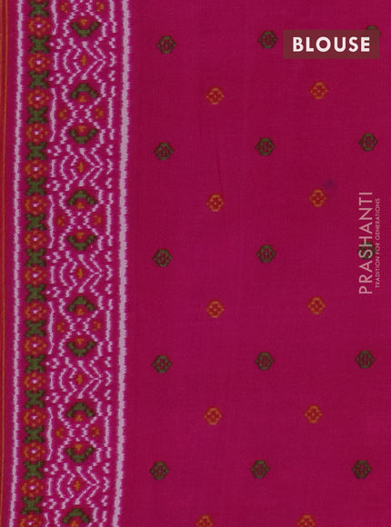 Semi patola saree cs blue and pink with allover ikat prints and simple border
