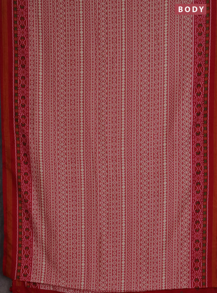 Semi patola saree peach pink and red with allover ikat prints and simple border