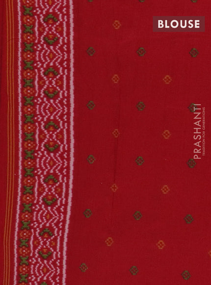 Semi patola saree peach pink and red with allover ikat prints and simple border