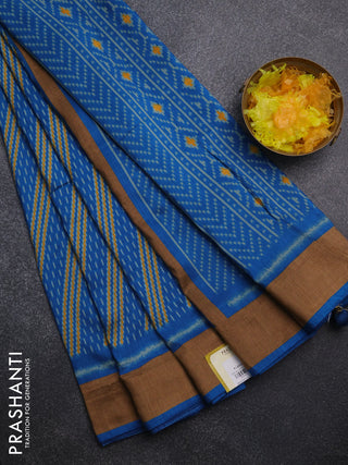 Semi patola saree cs blue with allover prints and woven border