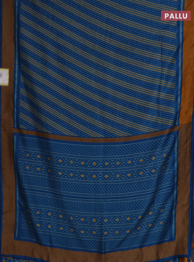 Semi patola saree cs blue with allover prints and woven border