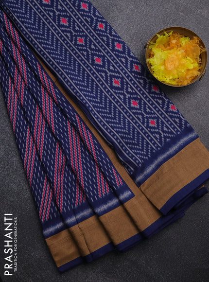 Semi patola saree navy blue with allover prints and woven border