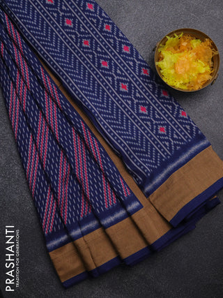 Semi patola saree navy blue with allover prints and woven border