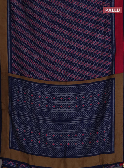 Semi patola saree navy blue with allover prints and woven border