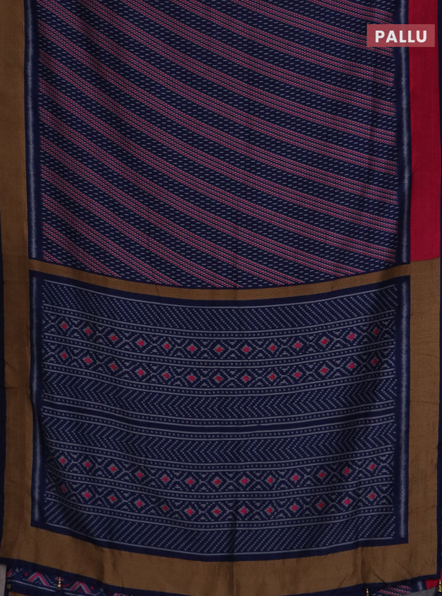 Semi patola saree navy blue with allover prints and woven border