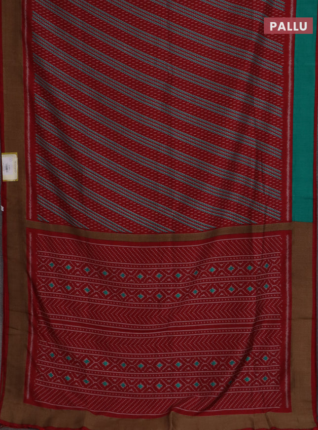 Semi patola saree red with allover prints and woven border