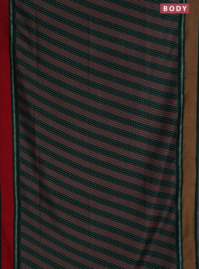 Semi patola saree dark green with allover prints and woven border
