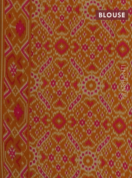 Semi patola saree mustard yellow with allover prints and woven border