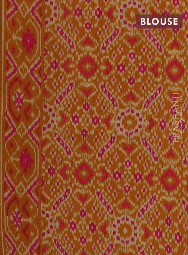Semi patola saree mustard yellow with allover prints and woven border