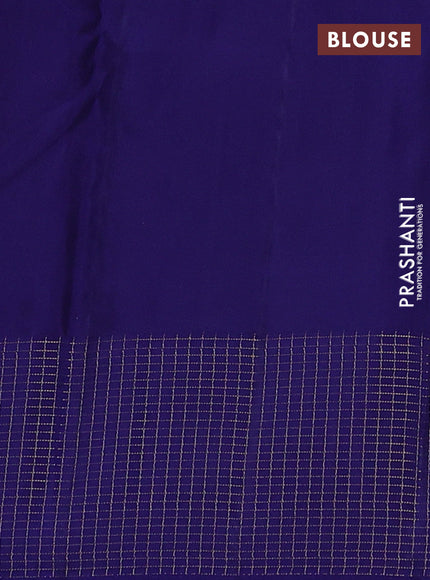 Kanchipuram silk saree dual shade of purple and blue with allover zari weaves & buttas and zari woven checked border