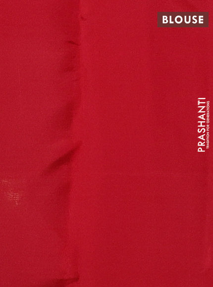 Kanchipuram silk saree green and red with zari woven buttas in borderless style