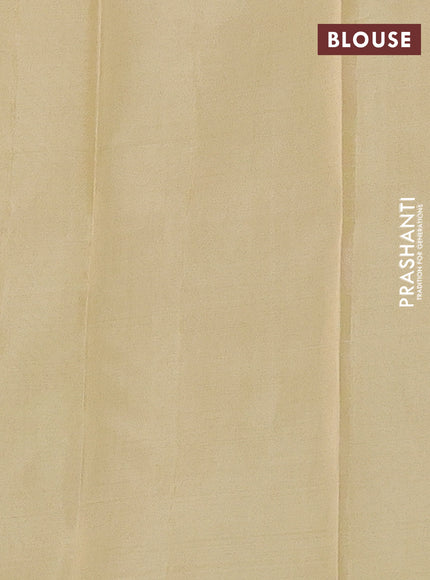 Kanchipuram silk saree light green and cream with allover zari weaves in borderless style