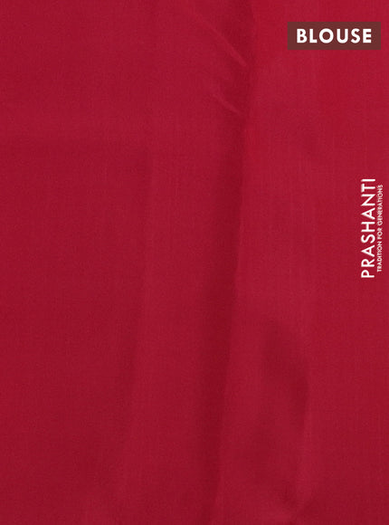 Kanchipuram silk saree yellow and dark pink with allover self emboss & zari weaves in borderless style