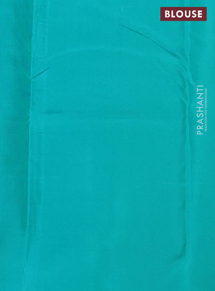 Kanchipuram silk saree yellow and teal shade with allover zari weaves in borderless style