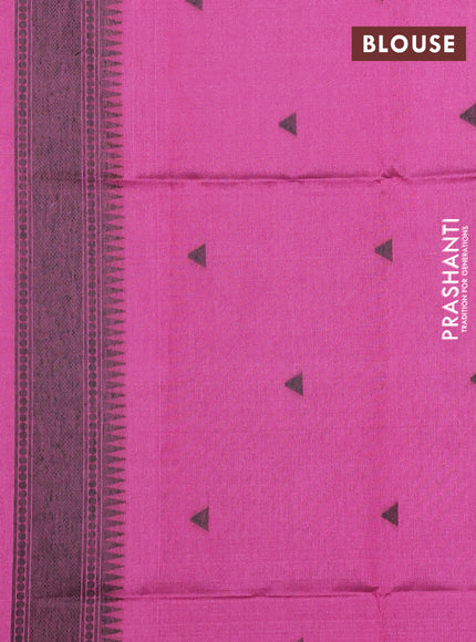 Semi tussar saree beige and magenta pink with allover thread weaves and thread woven border