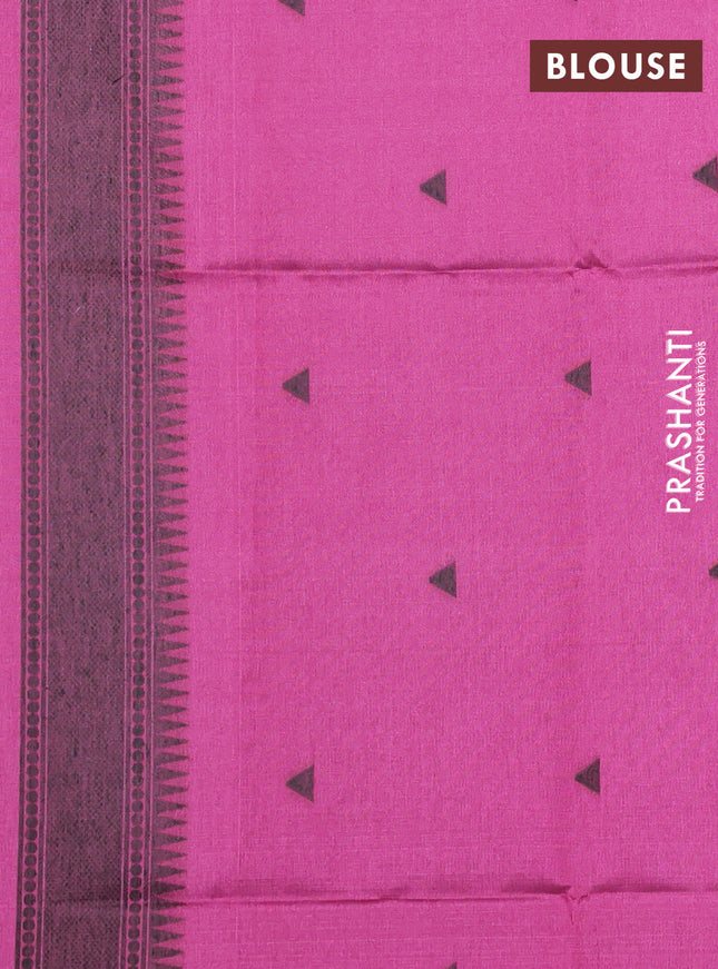 Semi tussar saree beige and magenta pink with allover thread weaves and thread woven border