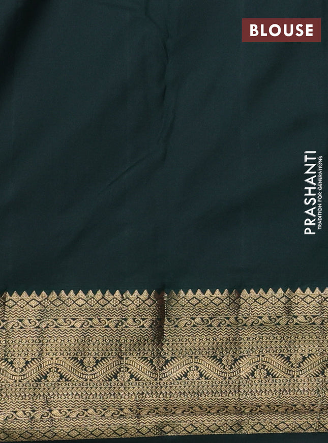 Bangalori silk saree lotus pink and dark green with zari woven buttas and zari woven border