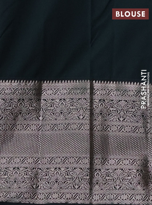 Bangalori silk saree lotus pink and bottle green with zari woven buttas and long zari woven border