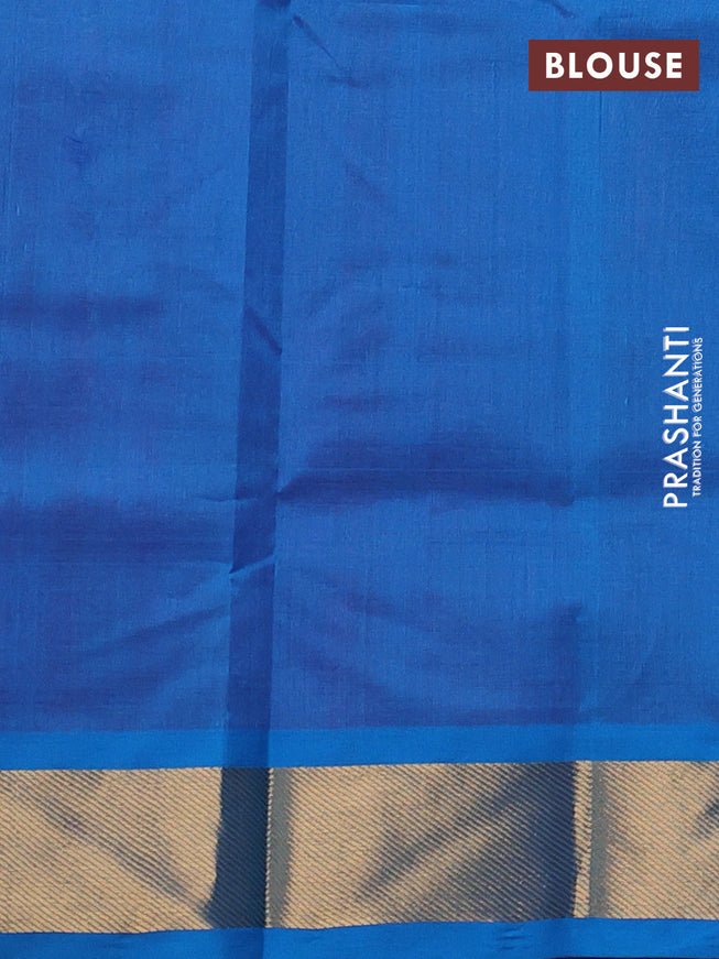 Silk cotton saree pink and blue with plain body and zari woven border