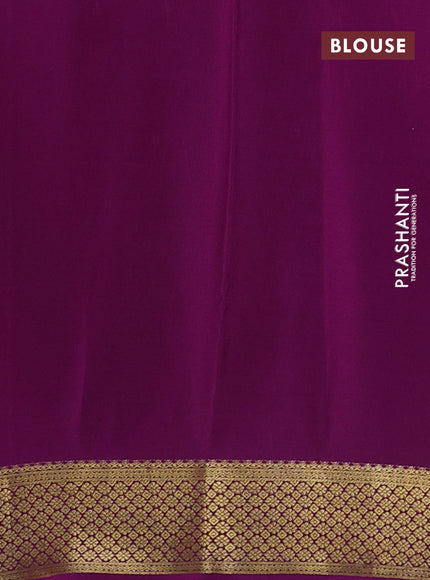Pure mysore silk saree fluorescent green and purple with zari woven buttas and zari woven border