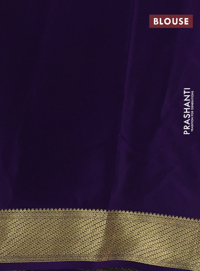 Pure mysore silk saree teal blue and navy blue with zari woven buttas and zari woven border