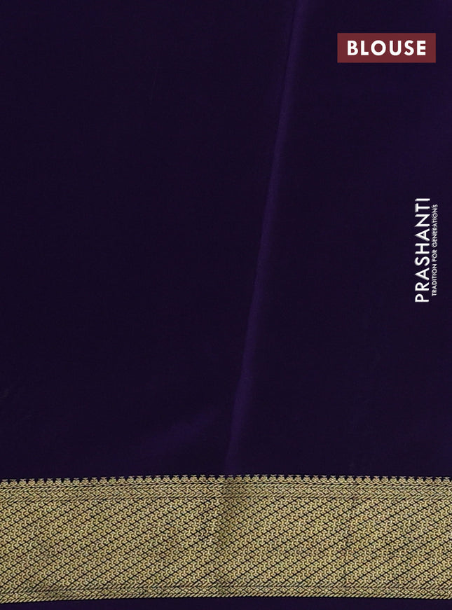 Pure mysore silk saree teal green and navy blue with zari woven buttas and zari woven border