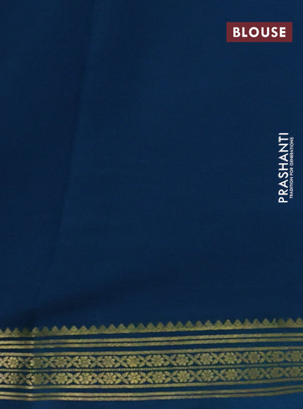 Pure mysore silk saree peacock blue with plain body and zari woven border
