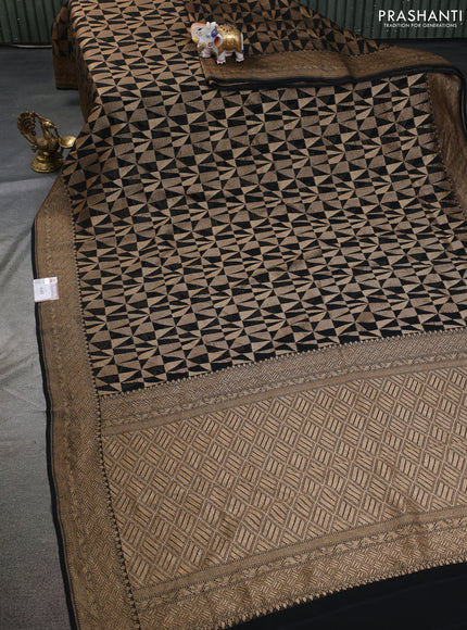 Banarasi georgette saree black with allover thread & zari geometric weaves and woven border