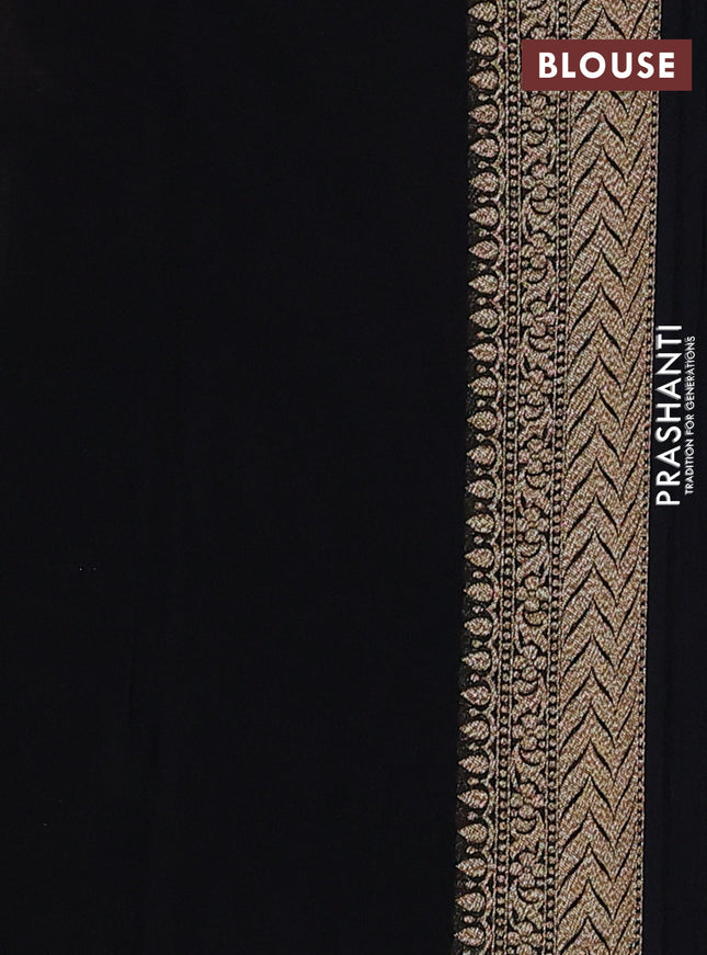 Banarasi georgette saree black with allover thread & zari geometric weaves and woven border