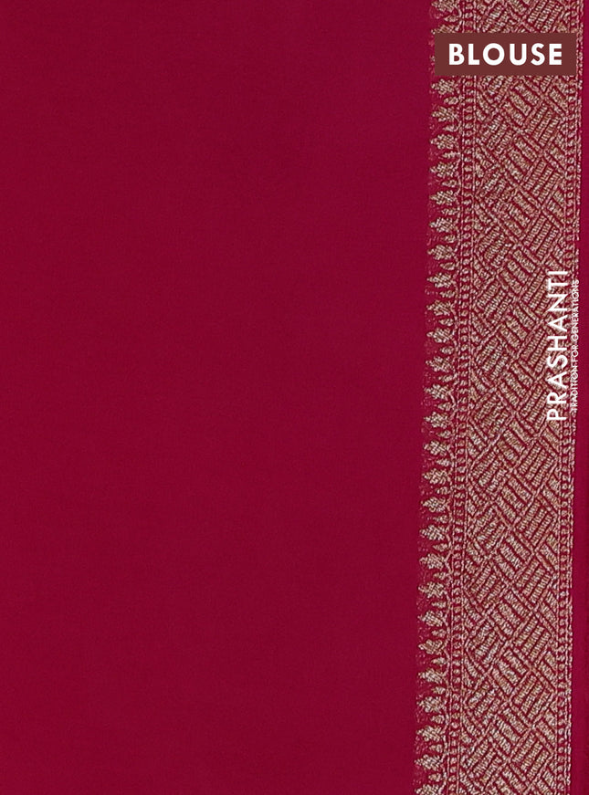 Banarasi georgette saree pink with allover thread & zari geometric weaves and woven border