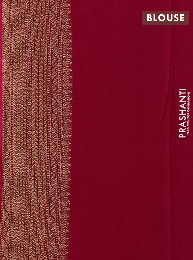 Banarasi georgette saree magenta pink with allover thread & zari geometric weaves and woven border