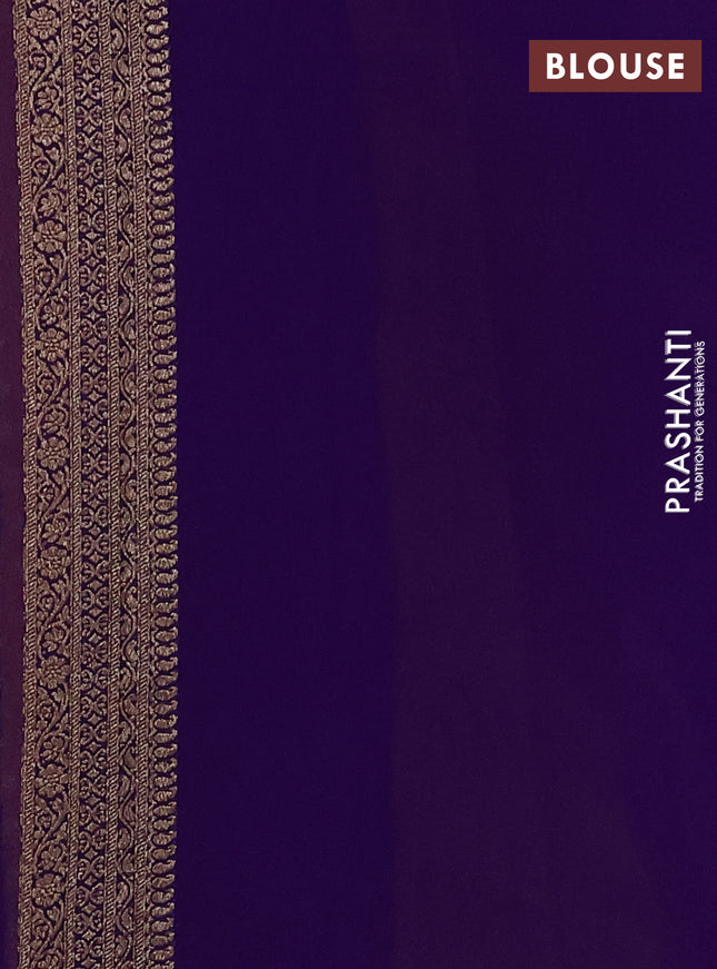 Banarasi georgette saree yelow and violet with allover thread & zari butta weaves and long woven border