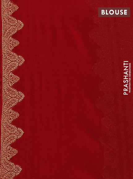 Banarasi georgette saree peacock blue and red with allover thread & zari butta weaves and woven border