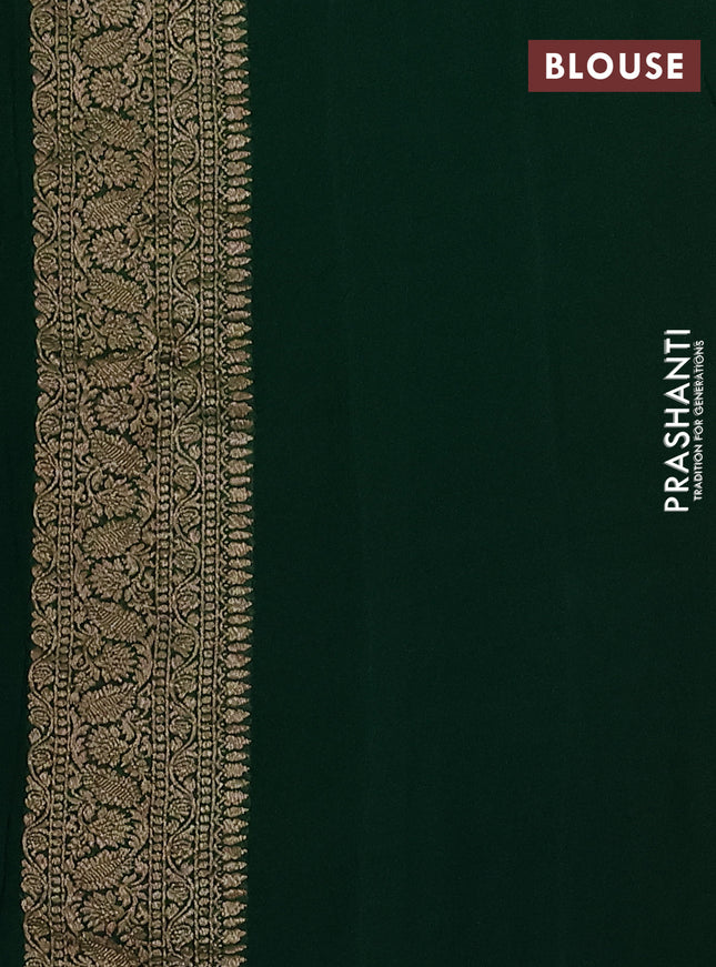 Banarasi georgette saree orange and pink green with allover thread & zari butta weaves and woven border