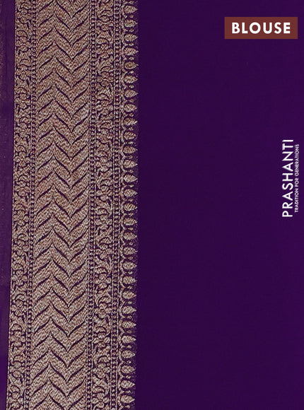 Banarasi georgette saree violet with allover thread & zari geometric weaves and woven border