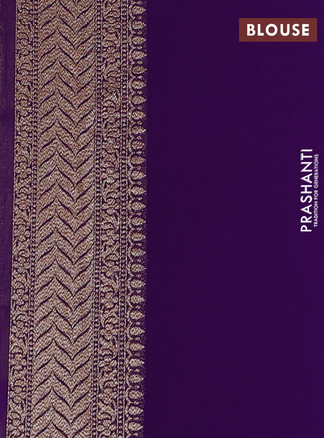 Banarasi georgette saree violet with allover thread & zari geometric weaves and woven border