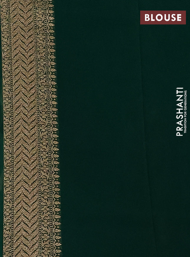 Banarasi georgette saree green with allover thread & zari geometric weaves and woven border