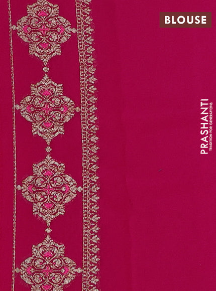 Banarasi georgette saree magenta pink with allover thread & zari butta weaves and woven butta border