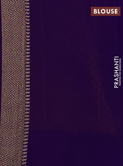 Banarasi georgette saree mustard yellow and violet with allover thread & zari butta weaves and long woven border