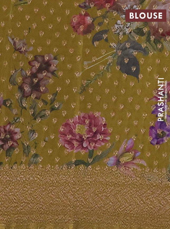 Banarasi georgette saree maroon shade and mehendi green with allover thread & zari geometric weaves and woven border