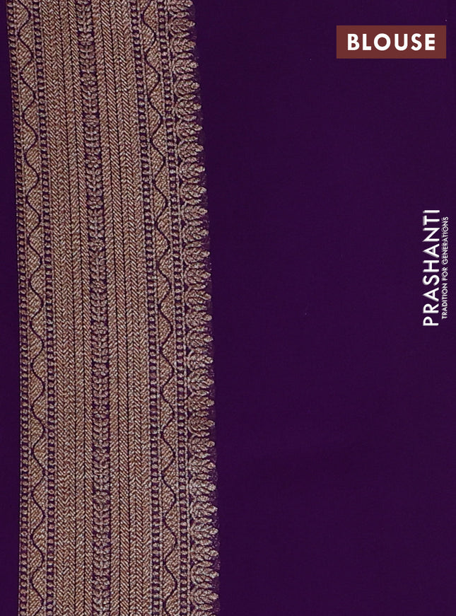 Banarasi georgette saree purple with allover thread & zari geometric weaves and woven border