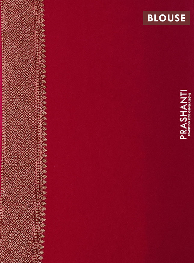 Banarasi georgette saree orange and dark pink with allover thread & zari butta weaves and long woven border