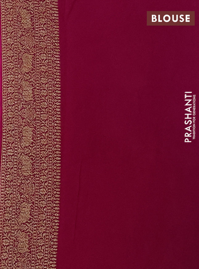 Banarasi georgette saree magenta pink with allover thread & zari pichwai weaves and long woven border