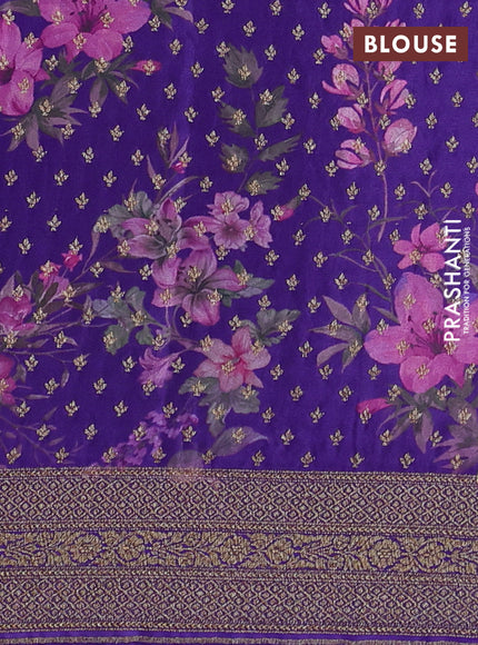 Banarasi georgette saree violet with allover thread & zari weaves and woven border