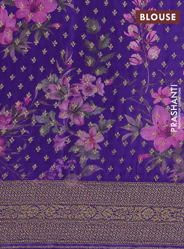 Banarasi georgette saree violet with allover thread & zari weaves and woven border